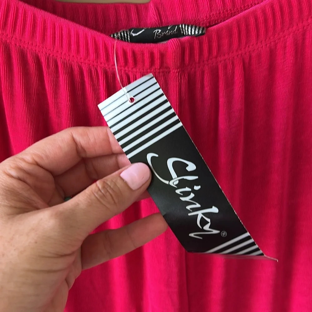 Slinky Brand New w Tag Hot Pink Wide Leg Travel Pants Pull On Stretchy P2X - Picture 4 of 6